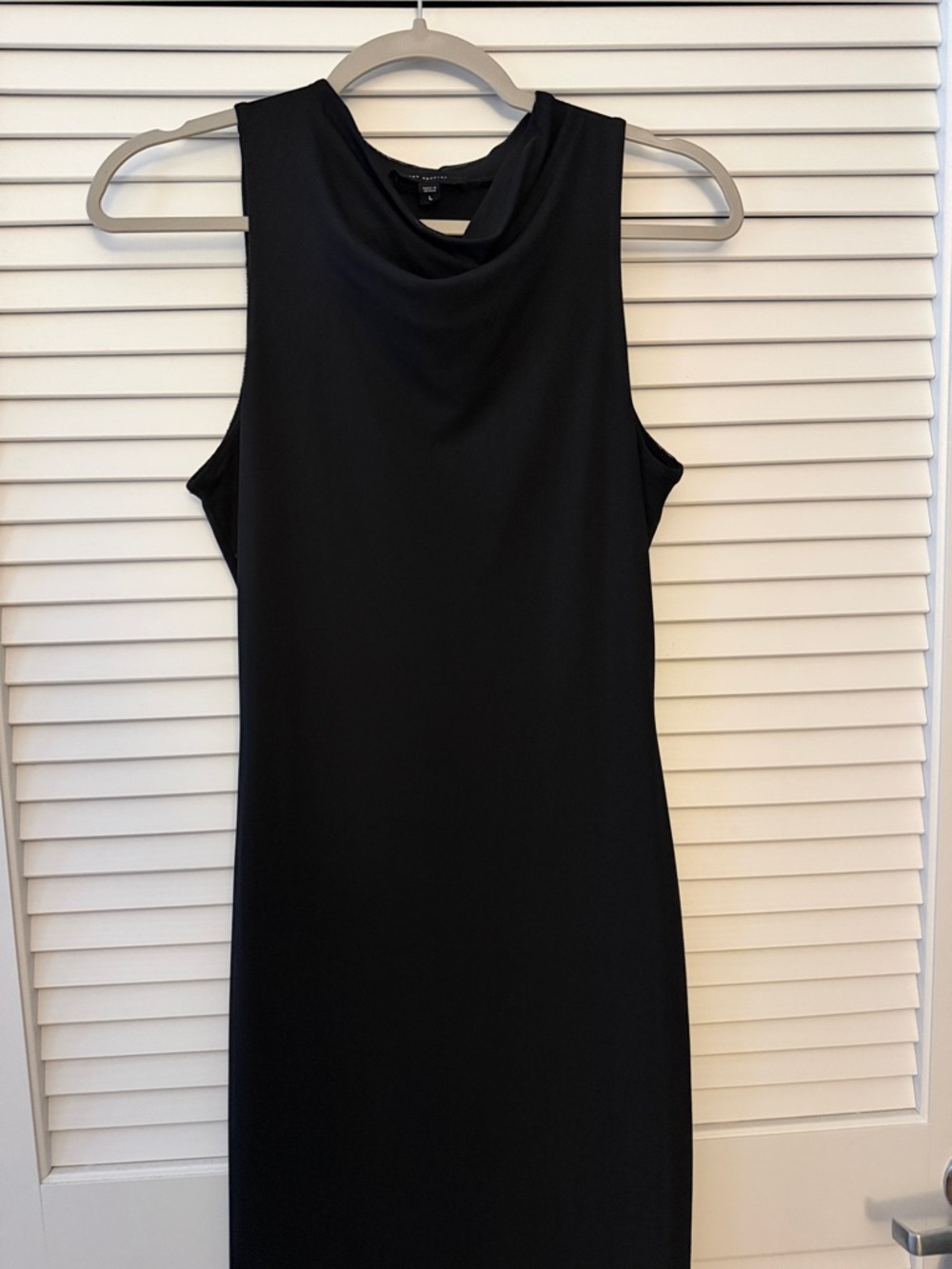 Classic Black Sleeveless Midi Dress w/ Cowl Neck